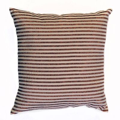 BODRUM - White Cotton Cushion Cover/Copper Stripes 40x40