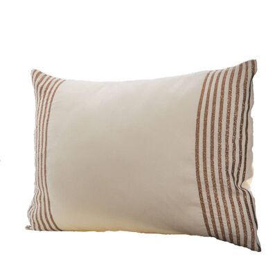 BODRUM2 - Housse de coussin coton blanc/rayures cuivre 35x50