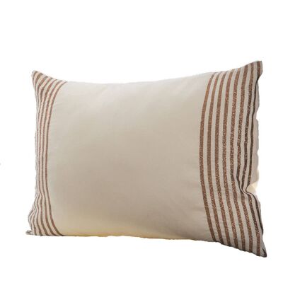 BODRUM2 - Fodera per cuscino a righe bianche in cotone/rame, 35x50