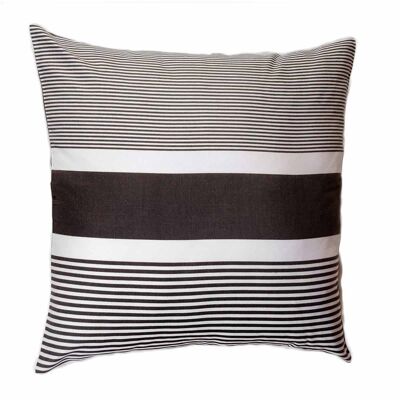 CARTHAGE - Fodera per cuscino in cotone grigio/bianco 60 x 60