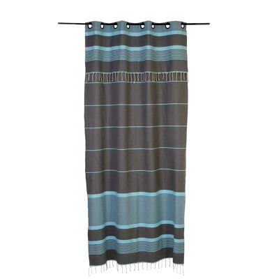 CARTHAGE- Verstellbarer Vorhang aus grau/blauer Baumwolle