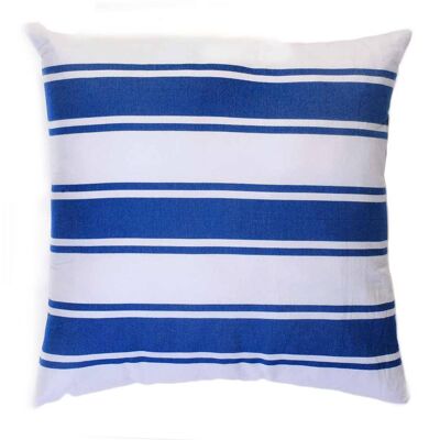 CASABLANCA – Taie d’oreiller coton blanc/rayures bleu 60x60