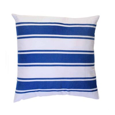 CASABLANCA- White cotton cushion cover/blue stripes 40x40