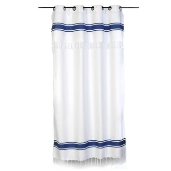 CASABLANCA-Rideau ajustable coton blanc/ bleu 1