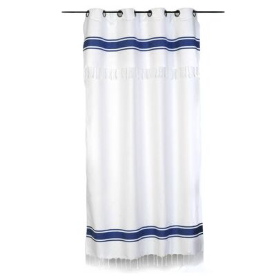 CASABLANCA-Rideau ajustable coton blanc/ bleu
