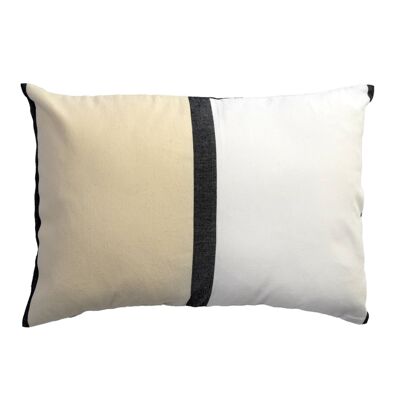 DJERBA1- Black/white/ecru cotton cushion cover 35x50
