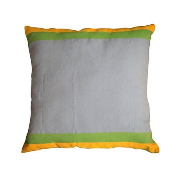 DJERBA- Housse de coussin coton vert/jaune/turquoise 40 x 40 1