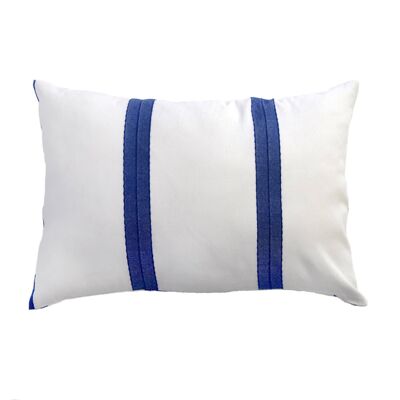 FES- Housse de coussin en coton blanc/bleu 35 x 50