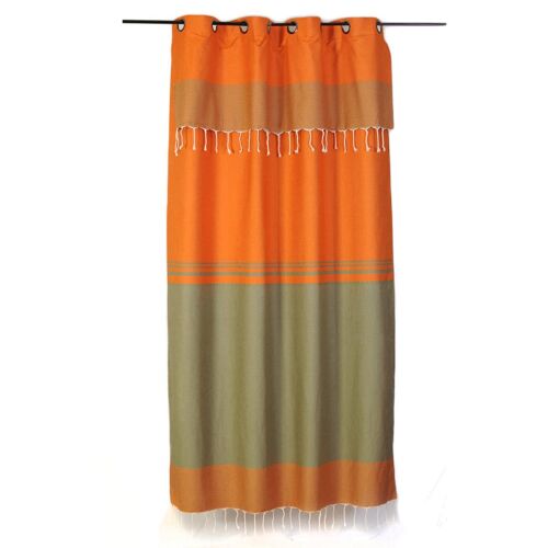 TANGER-Rideau ajustable coton orange/vert