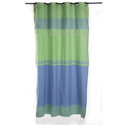 TANGER3-Blau/grüner verstellbarer Vorhang aus Baumwolle