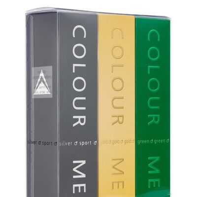 Colour Me Silver Sport/Gold Homme/Green - Triple Pack, Fragrance for Men, 3 x 50ml Eau de Parfum, by Milton-Lloyd