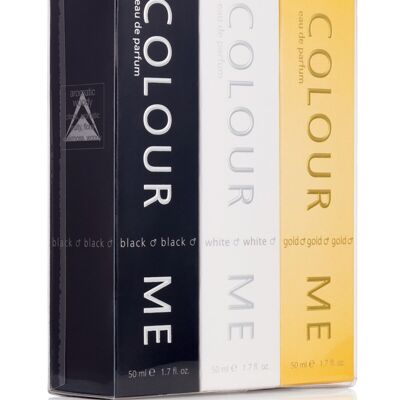 Color Me Black/White/Gold Homme - Confezione tripla, Fragranza per uomo, 3 x50 ml, Eau de Parfum, di Milton-Lloyd