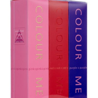 Colour Me Pink/Purple/Red - Triple Pack, Fragrance for Women, 3 x 50ml Eau de Parfum, by Milton-Lloyd
