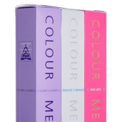 Colour Me Violet/Diamond/Neon Pink - Triple Pack, Fragrance for Women, 3 x 50ml Eau de Parfum, by Milton-Lloyd