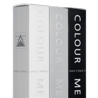 Colour Me White/Silver/Black - Triple Pack, Fragrance for Men, 3 x 50ml Eau de Parfum, by Milton-Lloyd