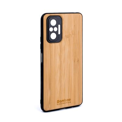 Funda protectora de bambú para teléfono Xiaomi + Protector de pantalla de vidrio templado