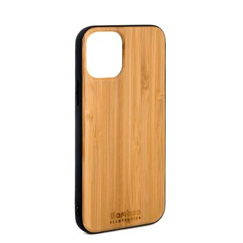 Coque de protection en bambou pour iPhone + protection d'écran en verre trempé 4