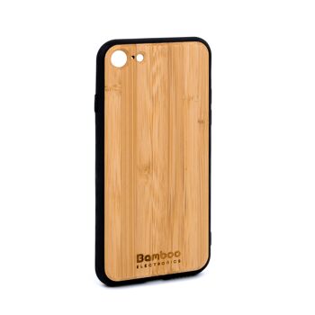 Coque de protection en bambou pour iPhone + protection d'écran en verre trempé 1