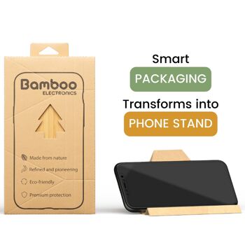 Coque de protection en bambou pour iPhone + protection d'écran en verre trempé 5