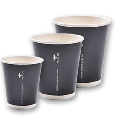 Z range Black Double Wall cups - Heavy duty black lids - 1000