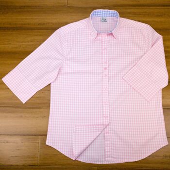 Grenouille Chemise à manches 3/4 en coton rose à carreaux facile d'entretien 6