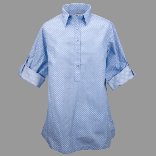 Grenouille Ladies Pastel Blue & White Spot Collared Tunic