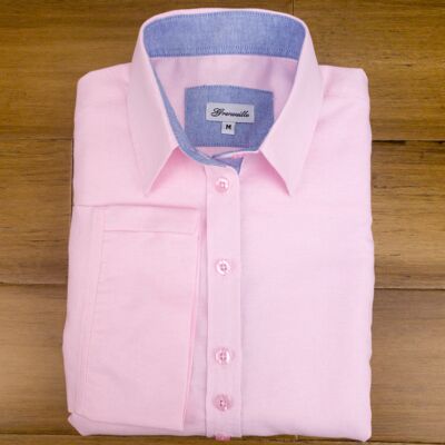 Grenouille Ladies 3/4 Sleeve Pink Oxford Boyfriend Shirt