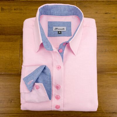 Camisa Oxford rosa de manga larga para mujer Grenouille