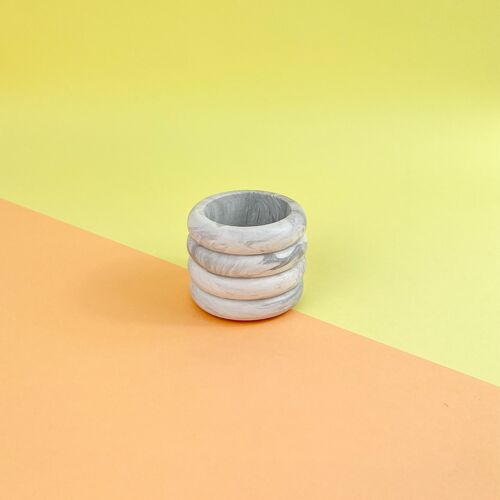 Small Plant Pot / Tealight holder • Donut • White Marble