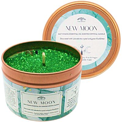 New Moon, May Chang Essential Oil & Labradorite Crystal Candle