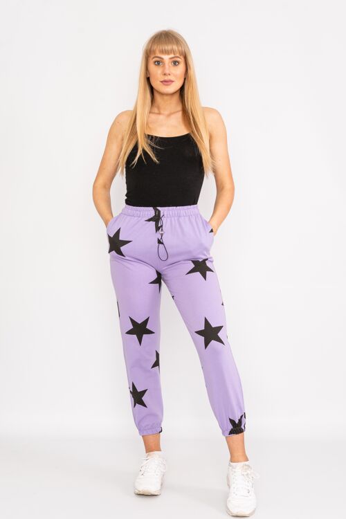 Purple drawstring star design trousers