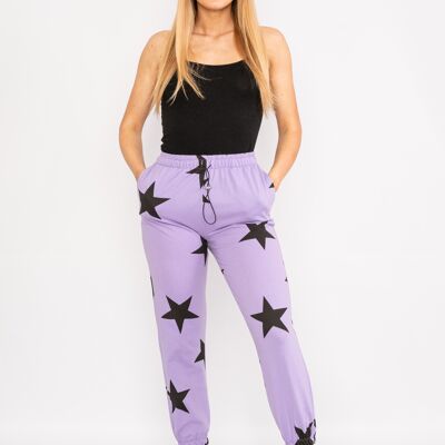 Purple drawstring star design trousers