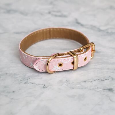 Collar De Perro De Cuero Vintage Premium - Rosa Blush