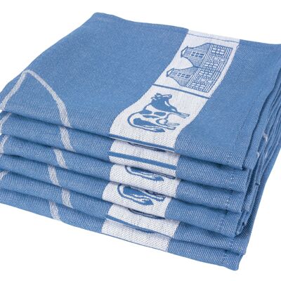 Dutch Blue - Tea towel set - 6 pieces - Twentse Damast