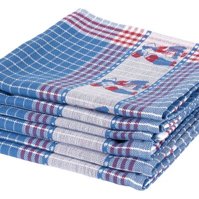 Kissing Couple Blue - Tea towel set - 6 pieces - Twentse Damast
