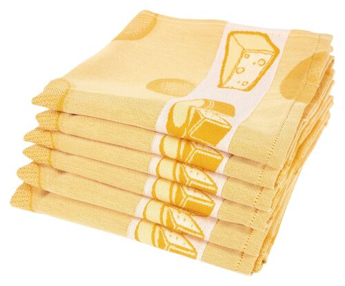 Cheese Geel - Theedoekenset - 6 stuks - Twentse Damast
