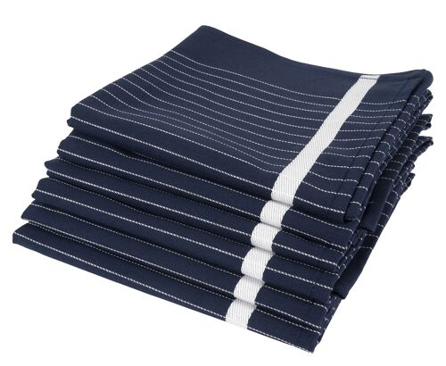 Pine Streep Navy Blauw - Theedoekenset - 6 stuks - Twentse Damast