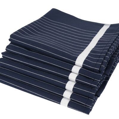 Pine Stripe Navy Blue - Tea towel set - 6 pieces - Twentse Damast