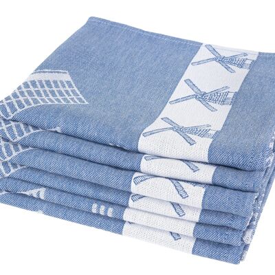 Dutch Windmill Blue - Tea towel set - 6 pieces - Twentse Damast