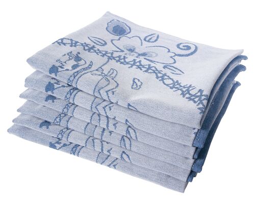Dutch Couple Blauw - Theedoekenset - 6 stuks - Twentse Damast