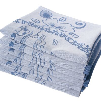 Dutch Couple Blue - Tea towel set - 6 pieces - Twentse Damast