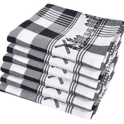 Skyline Black - Tea towel set - 6 pieces - Twentse Damast