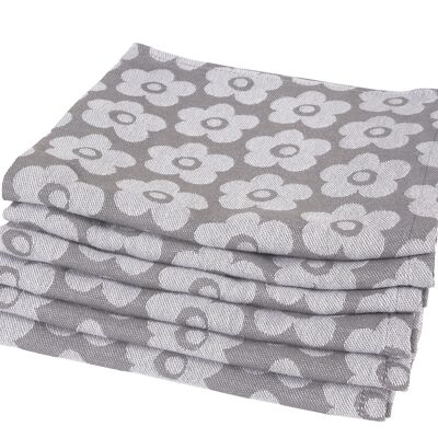 Flower Gray - Tea towel set - 6 pieces - Twentse Damast