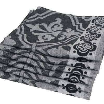 French Lily Black - Tea towel set - 6 pieces - Twentse Damast