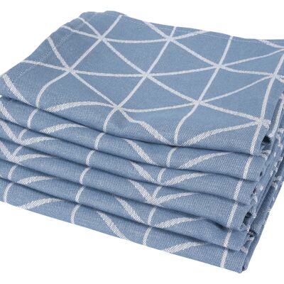 Triangle Blue - Tea towel set - 6 pieces - Twentse Damast
