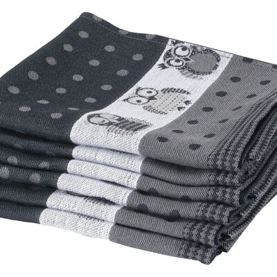 Owl Black - Set strofinacci - 6 pezzi - Twentse Damast
