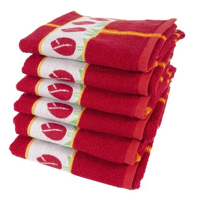 Tulip Red - Kitchen towel set - 6 pieces - Twentse Damast