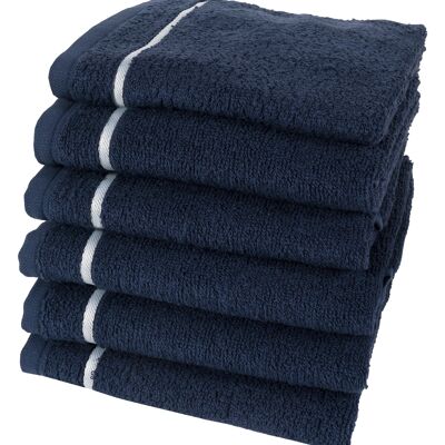 Pine Stripe Navy Blue - Kitchen towel set - 6 pieces - Twentse Damast