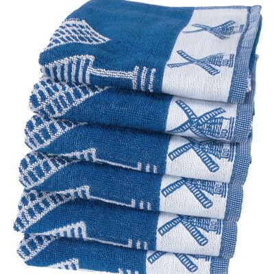 Dutch Windmill Blue - Kitchen towel set - 6 pieces - Twentse Damast