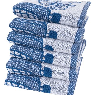 Dutch Couple Blue - Kitchen towel set - 6 pieces - Twentse Damast